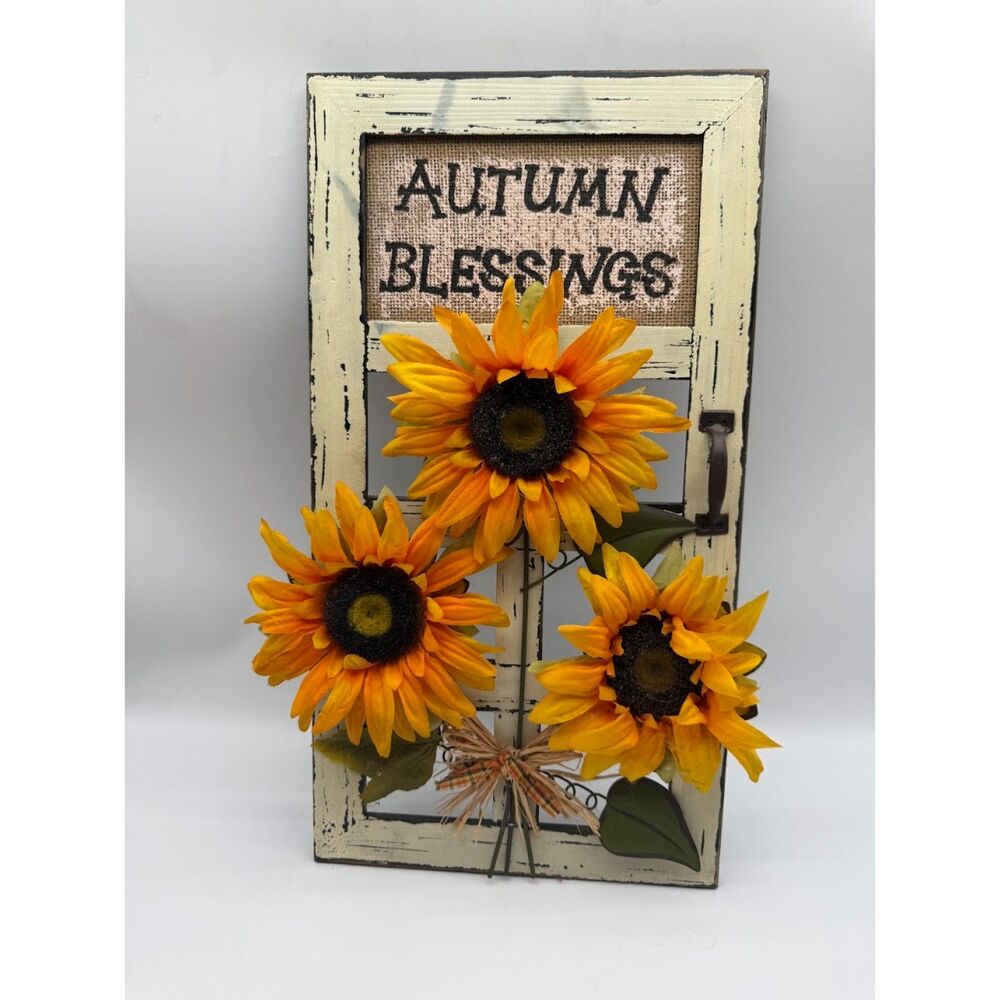 Autumn Blessings sign with sun flowers